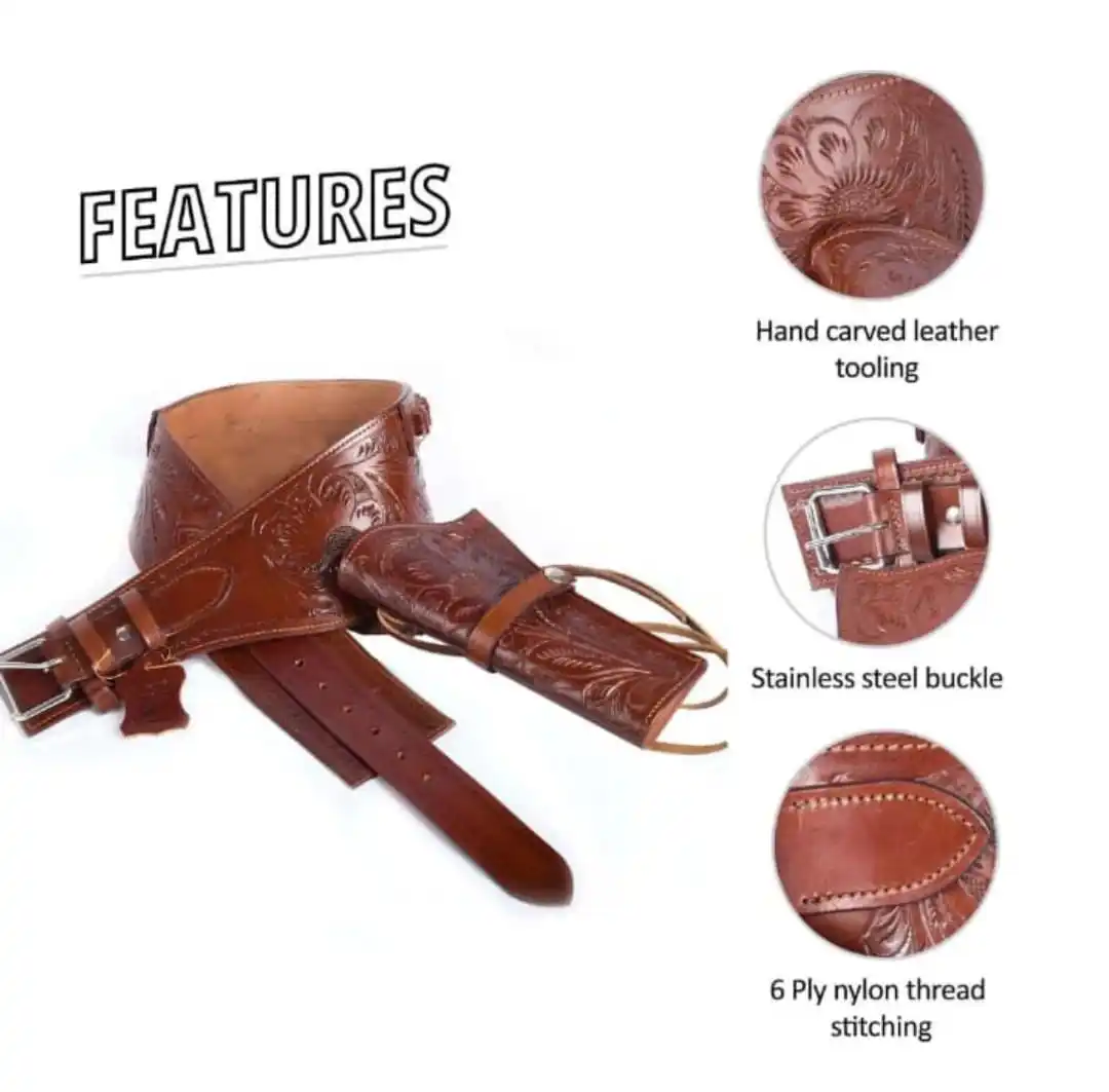 Premium Full Grain Leather Holster Fully Adjustable Handtooled Floral