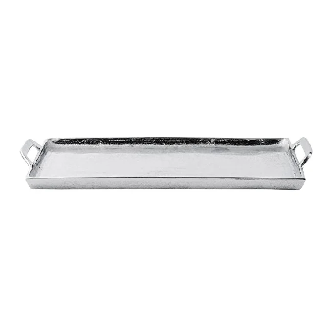 Aluminum Rough Finished Coffee Serving Tray With Double Side Handles