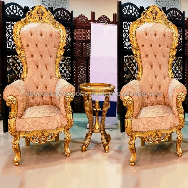 Royal King Throne Chair High Back For Groom And Bride Royal Weddings Chair For Home Decor Event