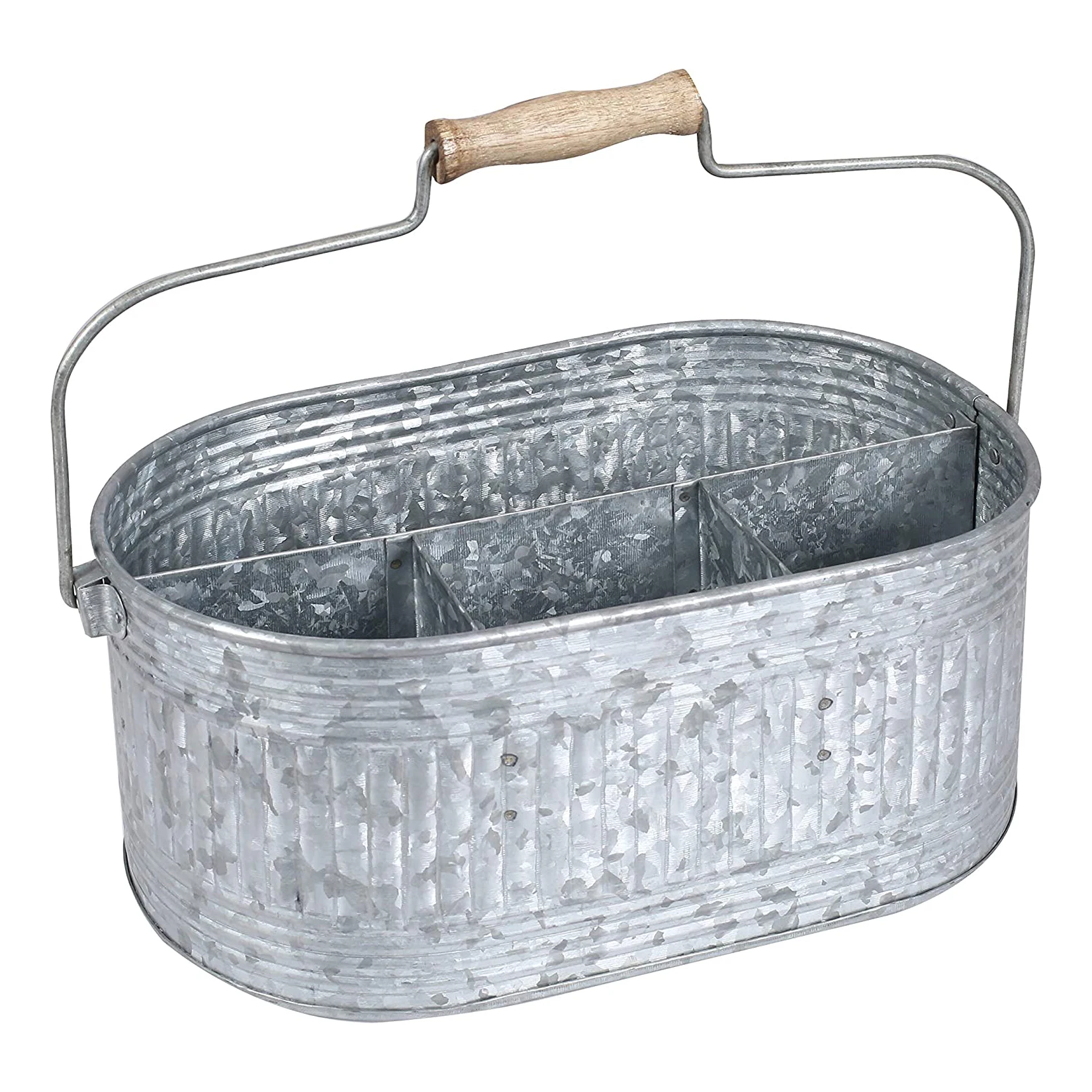 White Vintage Finished Galvanized Metal Planter Hot Selling Garden Pots