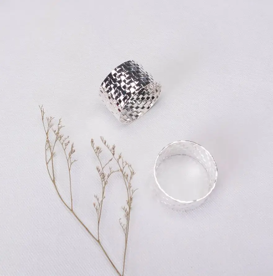 Silver Metal Hammered Napkin Ring Classic For Kitchen Restaurant Home