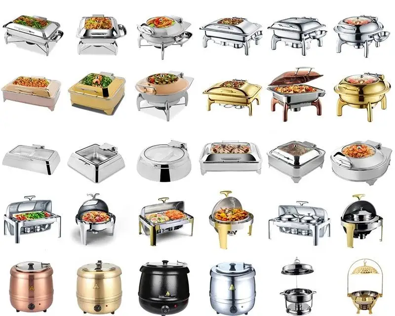 Chef Chafing Dish Buffet Set Chafers And Buffet Warmers Sets Food Warmer With Gold Accents Round