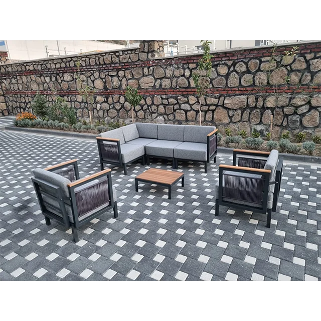 Dark Colour Rattan First Class Profile Aluminum Seater With Cushions