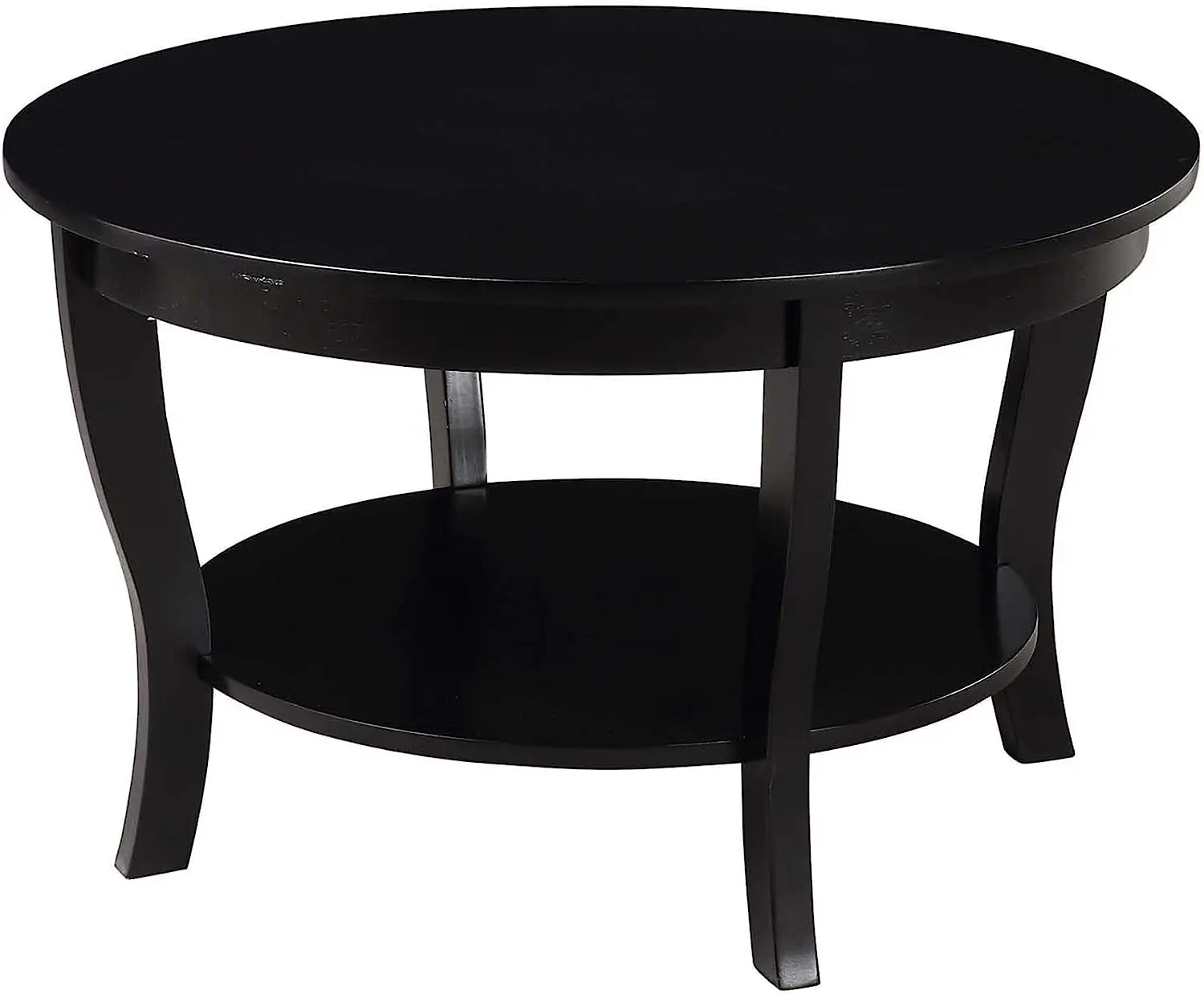 Heritage Round Coffee Table With Shelf Black 30 In X 30 In X 18 In