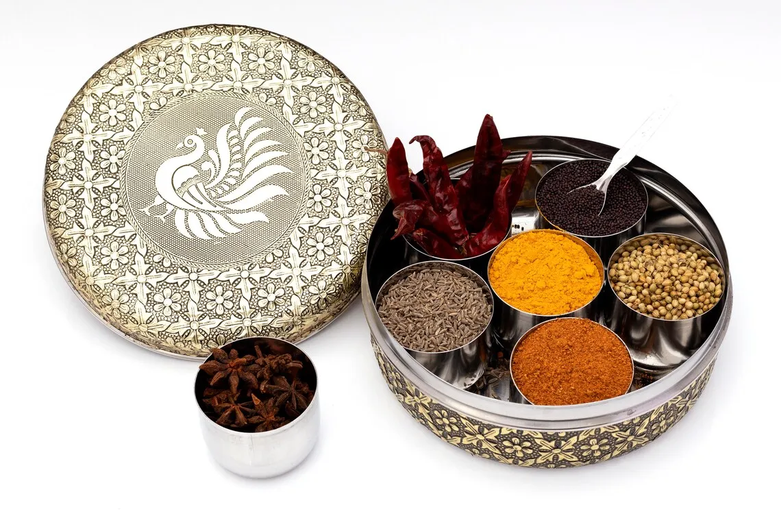 Stainless Steel Spice Box Masala Box Steel Cups Spice Dabba Stainless ...