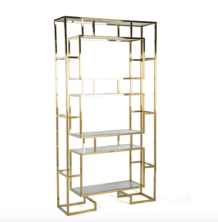 Modern Rental Gold Stainless Steel Bar Back Display Rack Shelves ...