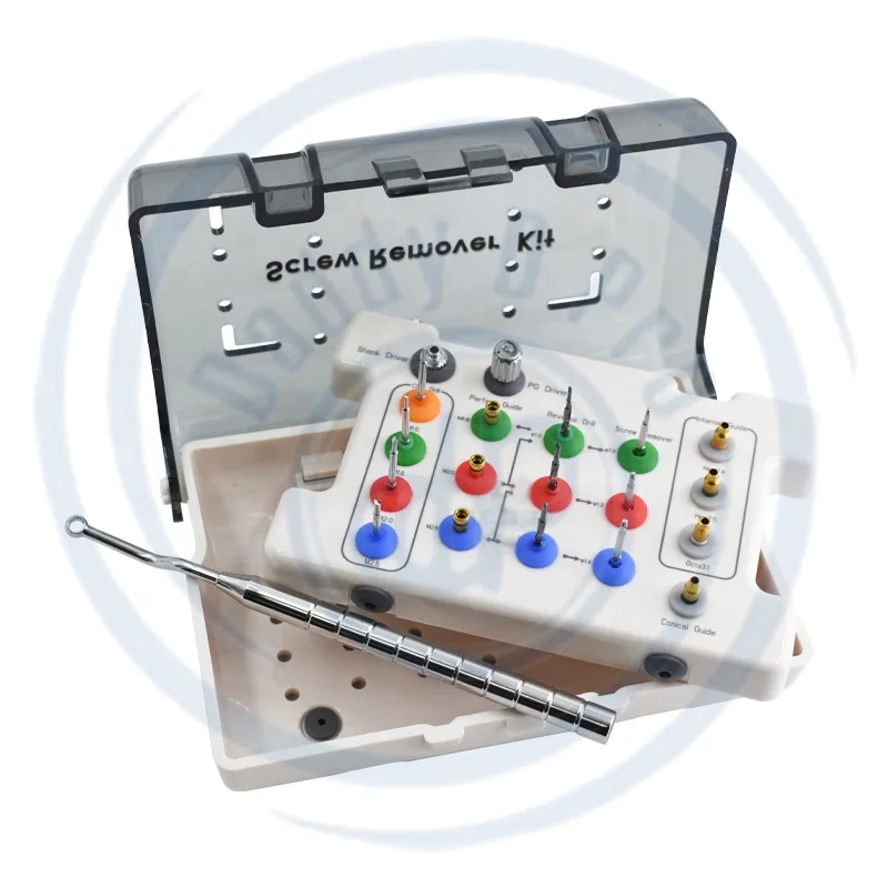 Dental Implant Fixture Fractured Screw Removal Kit High Quality Remover Drill Driver Guide