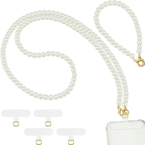 2 Pcs Pearl Beaded Cell Phone Lanyard