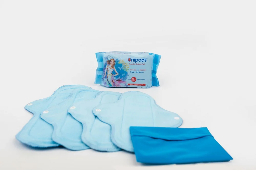 Buy Washable Reusable Cloth Sanitary Napkin Blue Pads Set With Highly