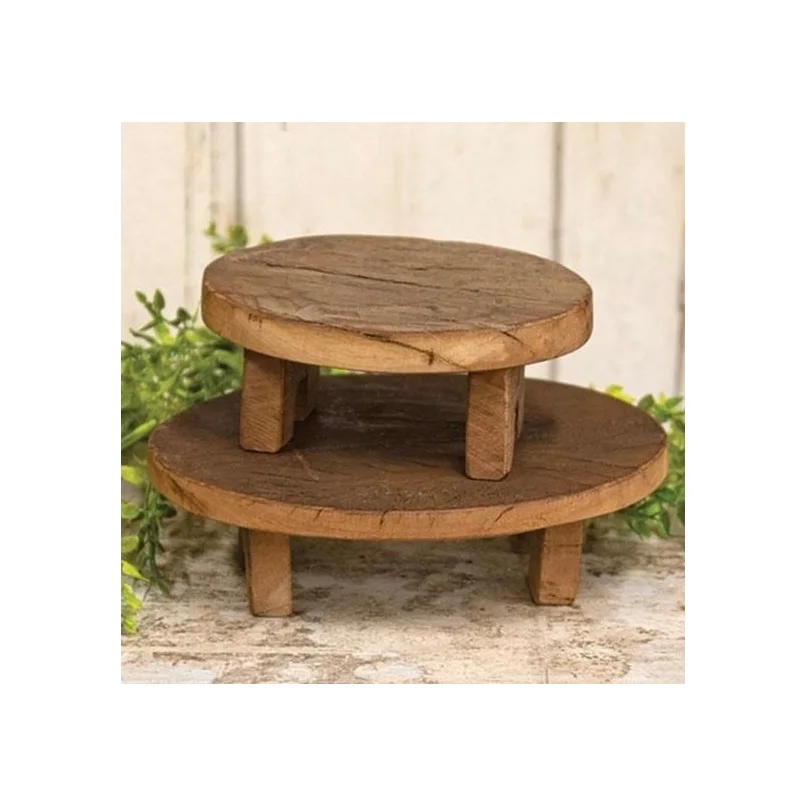 Round Footed Wood Riser Stand Set Of 3 Wood Riser For Home Decoration ...