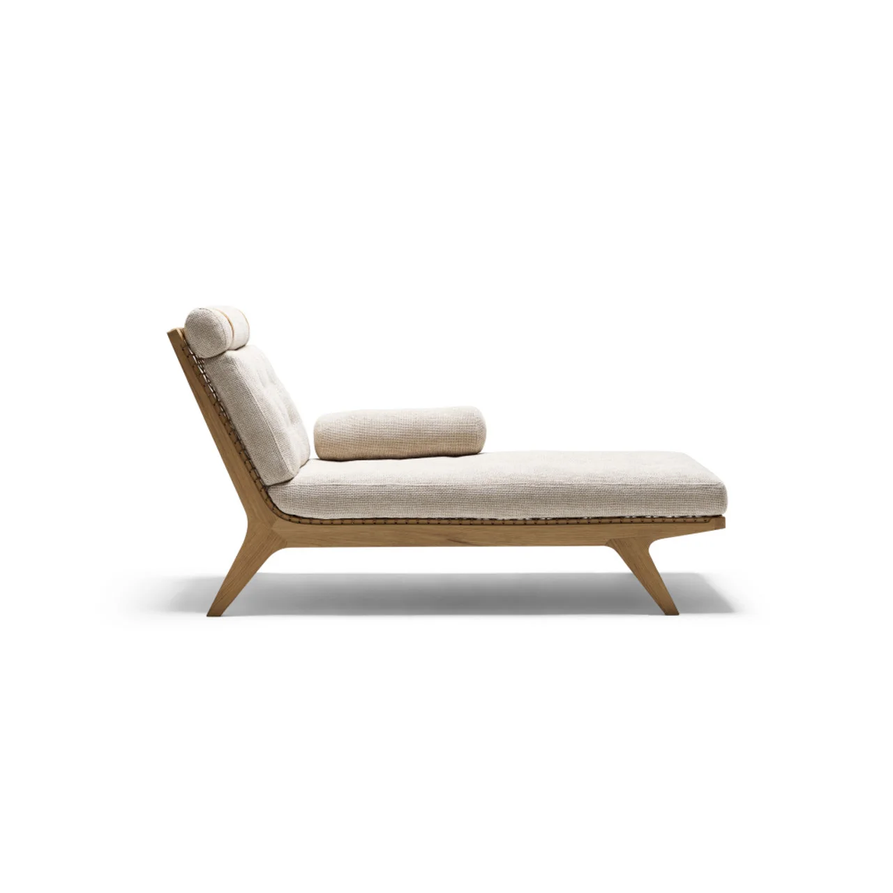 Gaupha Chaise Lounge Made Of Solid Teak Wood With Woven Rope On The