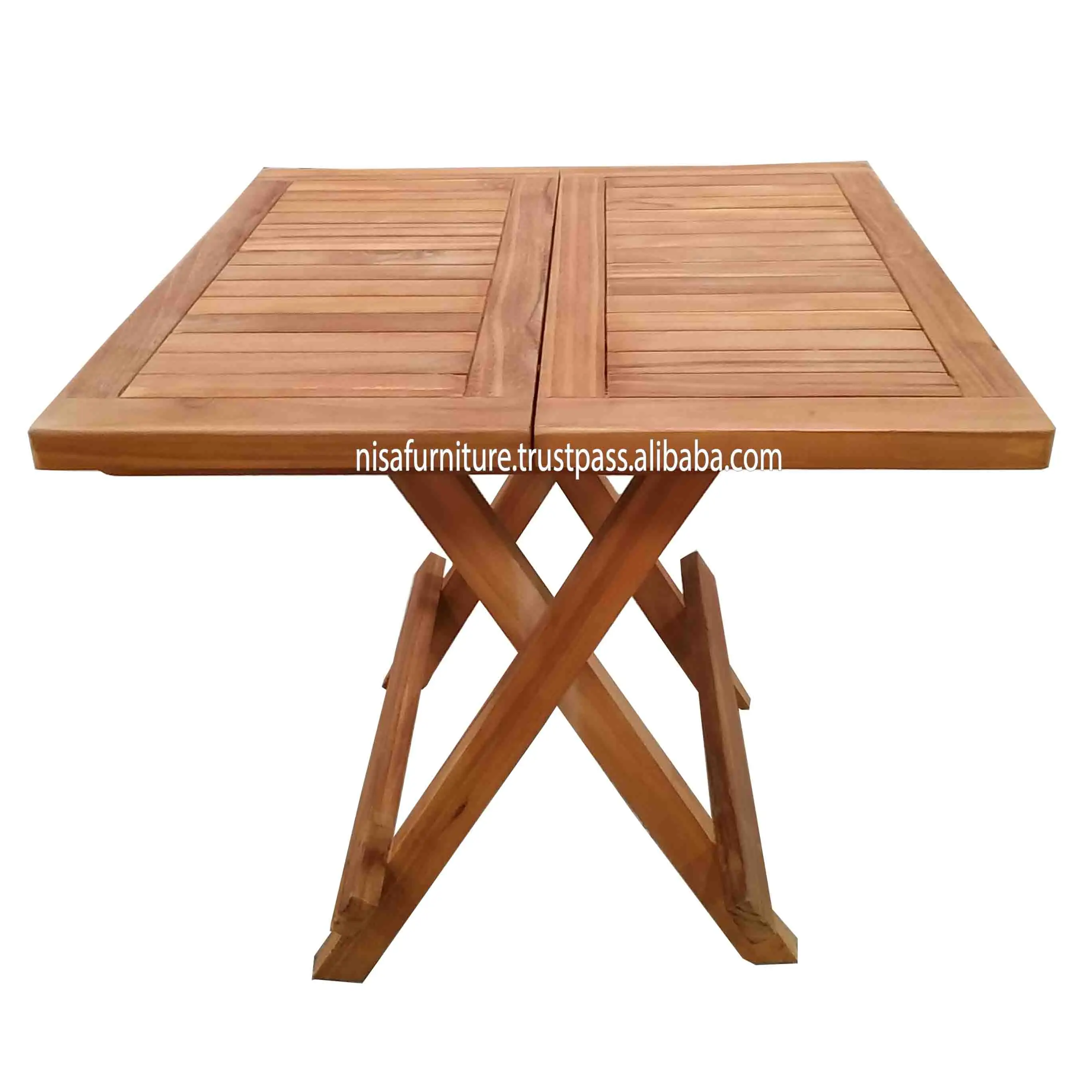 Patio Outdoor Teak Folding Picnic Table Brown Color Outdoor Garden
