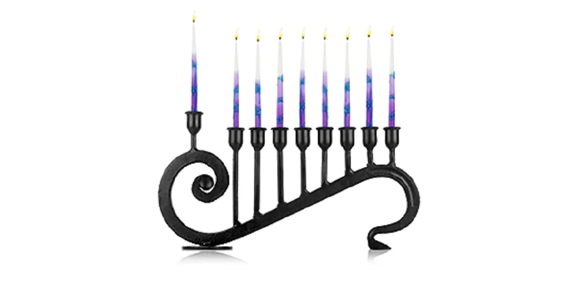 Black Jewish Menorah Candle Holders Religions Candelabra Hanukkah Candlesticks Seven Branch Star