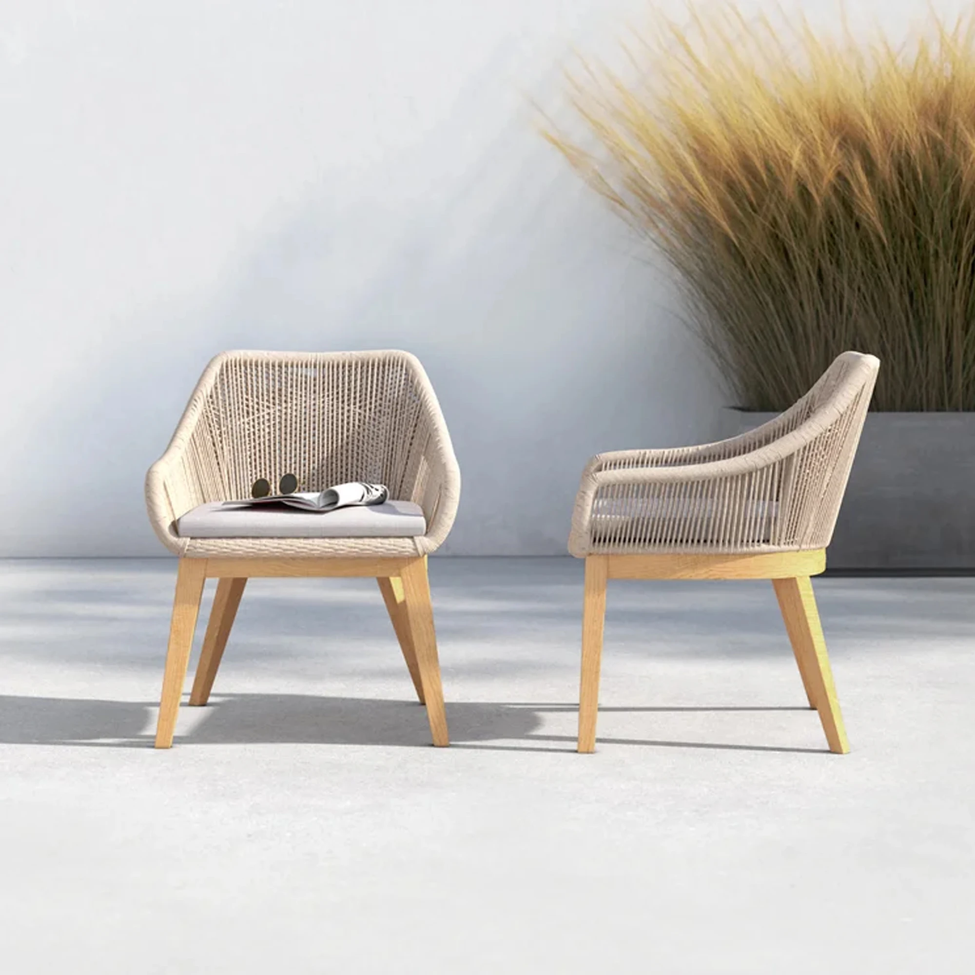 Outdoor Dining Natural Teak Furniture Armchair Garden Feature Chair