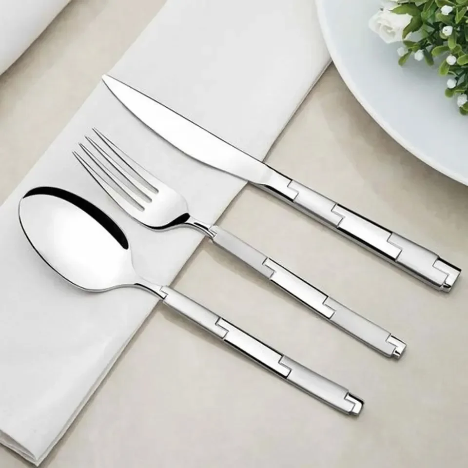 Restaurant Cutlery Set Stainless Steel Spoon Fork And Knives With Brass