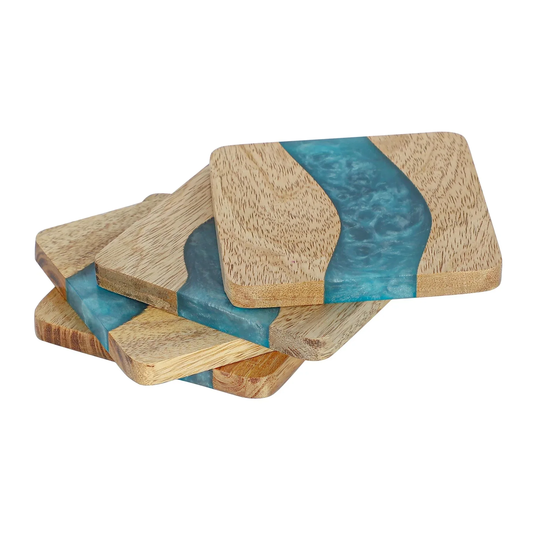 Custom Vintage Resin River Style Cup Coaster Set Wood Cup Coasters Set