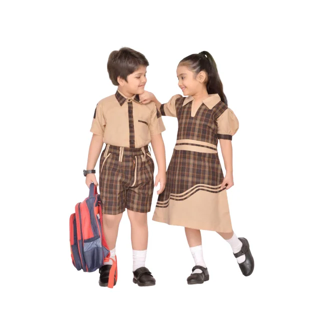 Reasonable Prices Checks And Plain Matching School Uniform Set With