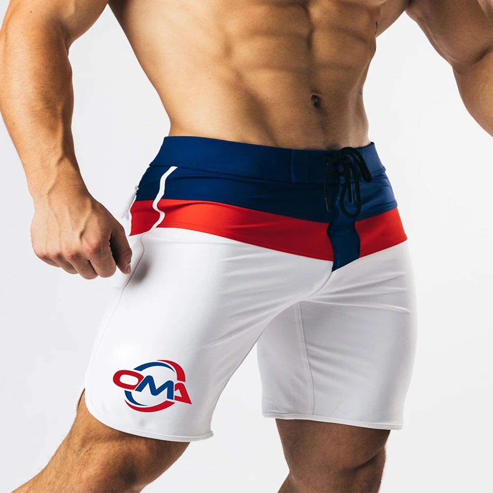 Men' Physique Stage Board Shorts Athletic Fitness Shorts With Back