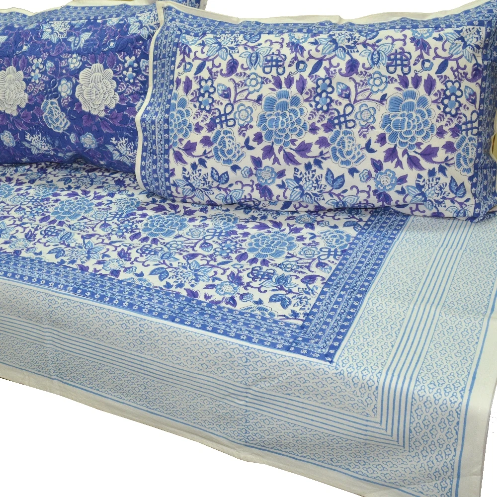 Ksbs001 Anokhi Print Indian Hand Block Print Bed Sheet/king Size With 2