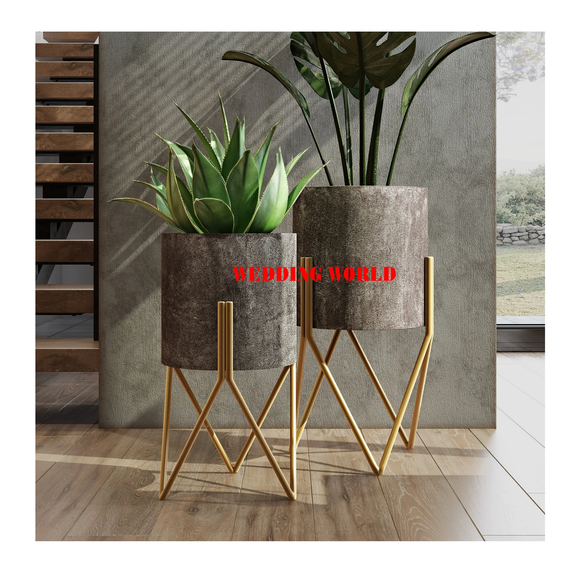 Hot Sale Metal Planter Set Of Two Home Decorative Handmade Planter With