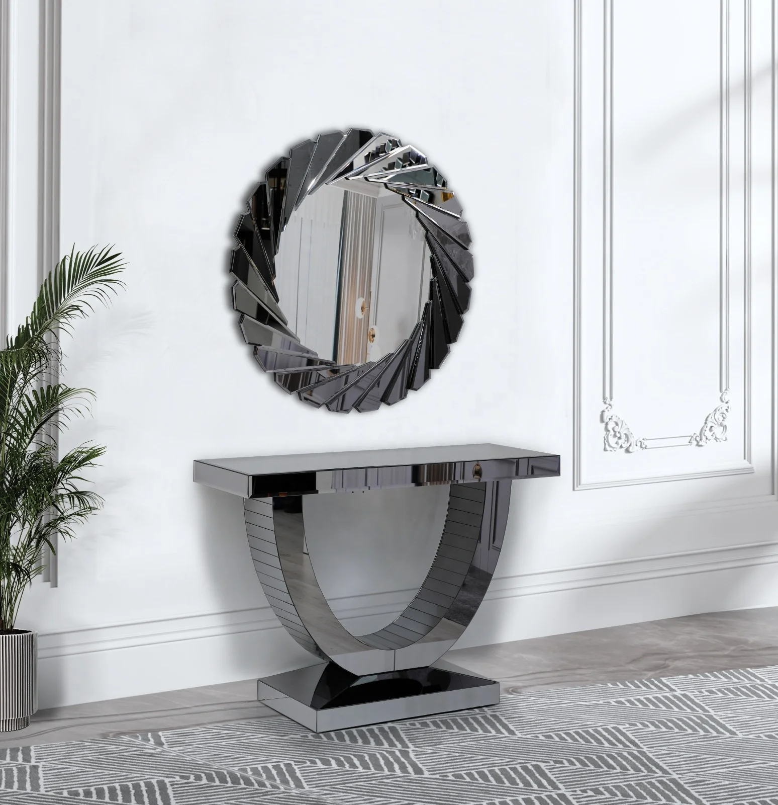 Light Luxury Hallway Decoration - Crushed Diamond Console Table