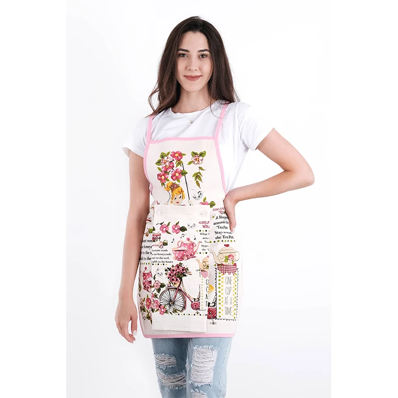 Kitchen Apron Modern Set Waterproof Model Resistant Fabric With