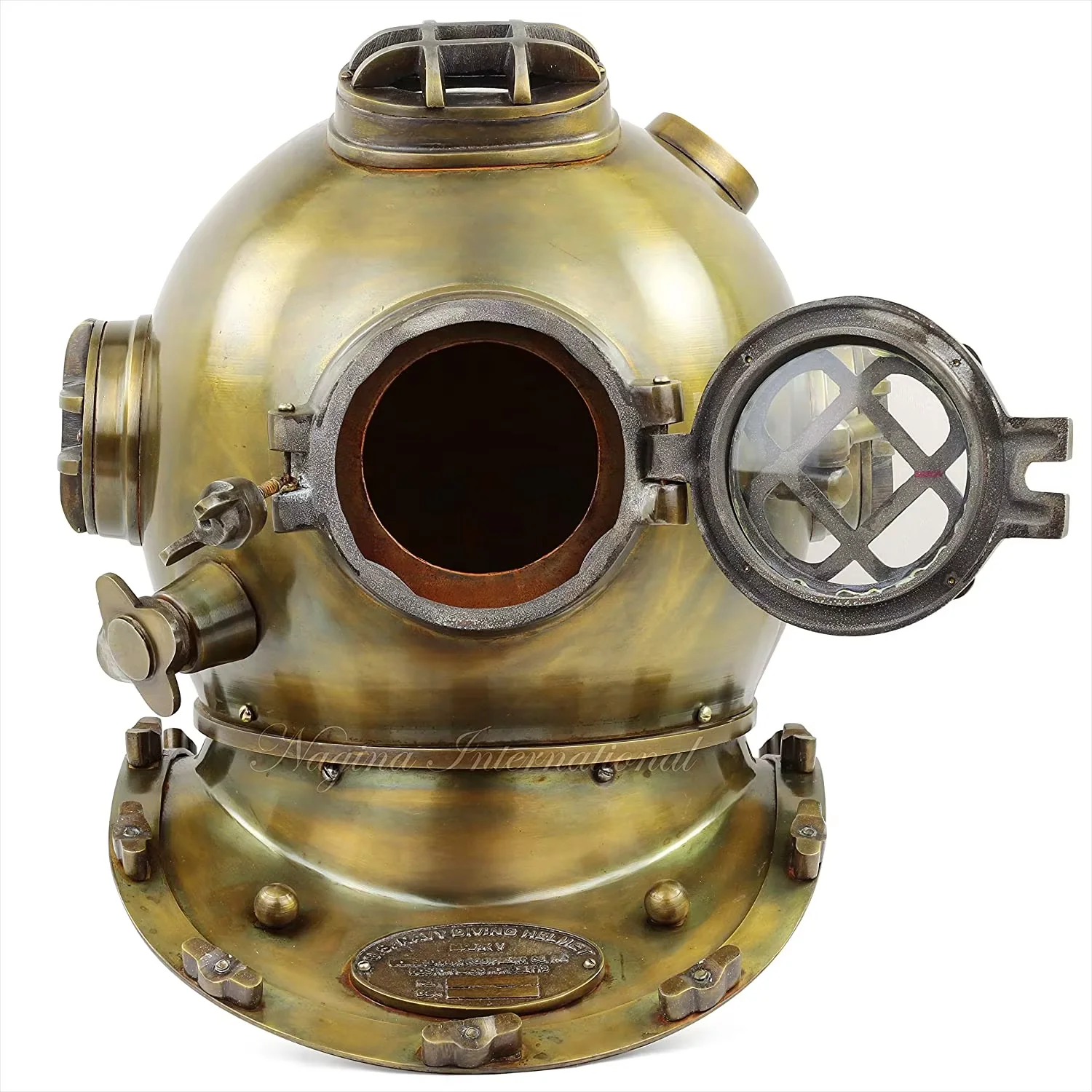 CHk Vintage Decorative Antique US Navy Mark V Diving Helmet Solid Steel ...