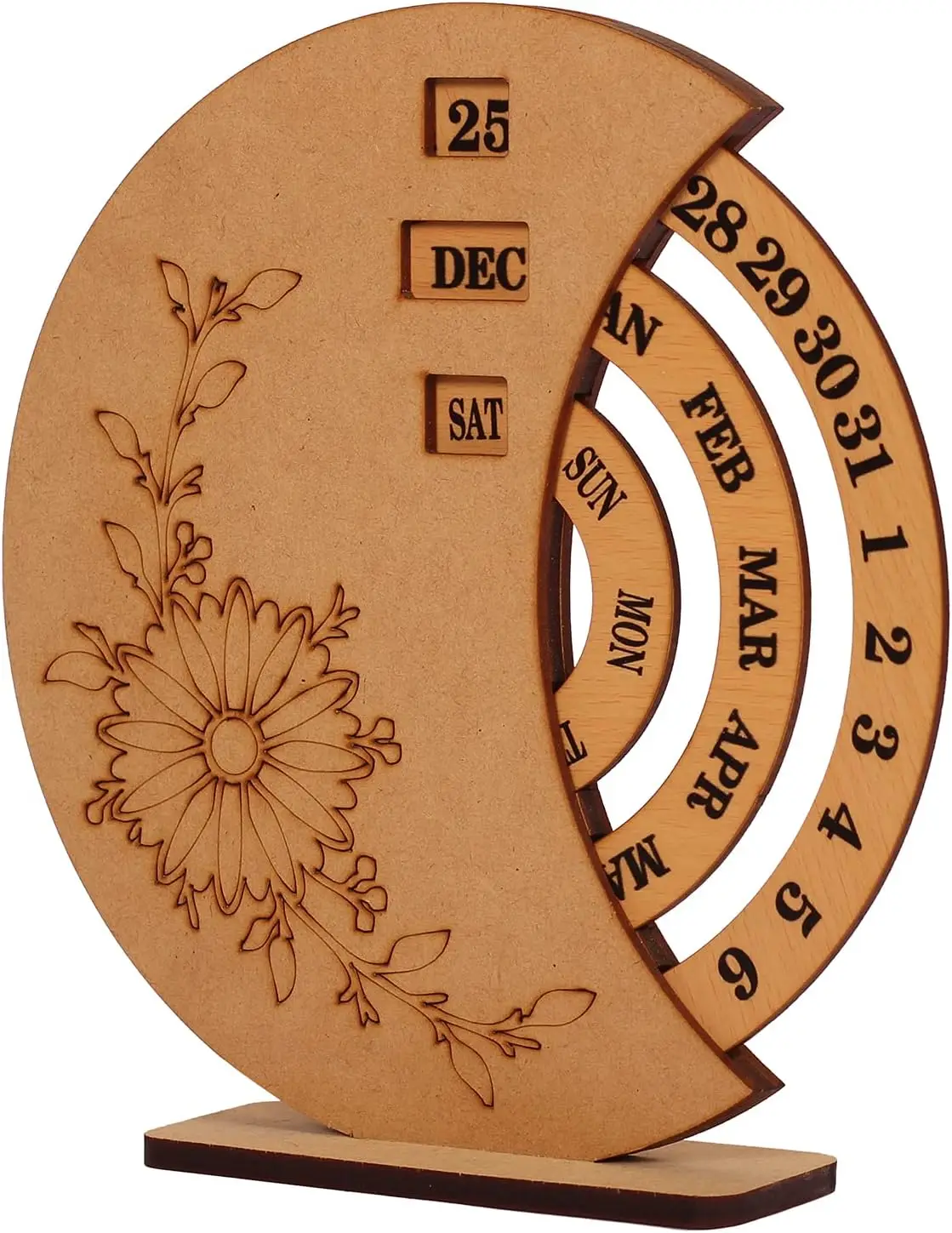 8.5 Inch Perpetual Calendar Wooden Home And Office Decor Vintage Wooden