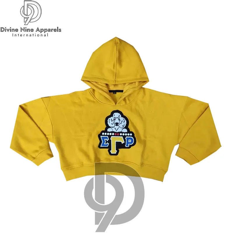 Sigma Gamma Rho Hoodie Custom Made Fleece Embroidered Crest And Letters Gold And Blue Greek Sorority 1233