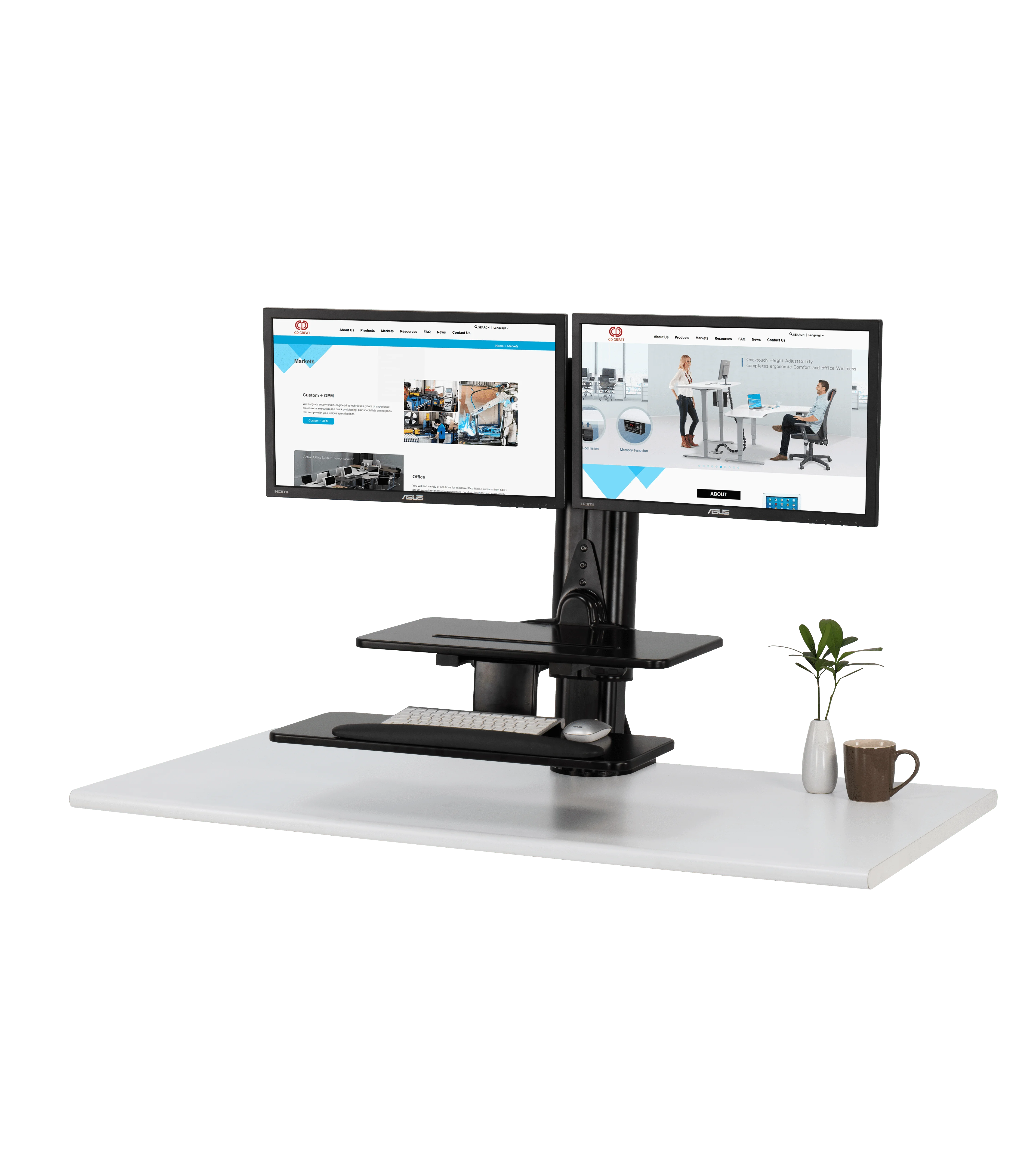 Electric Sit Stand Desk Ergonomic Sit Stand Workstation Dual Monitors ...