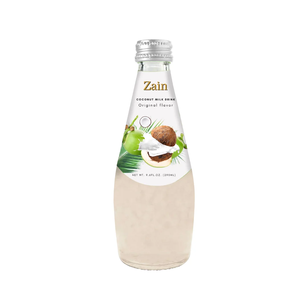 Zain Japanese Melon Coconut Milk Drink With Nata De Coco Glass Bottle