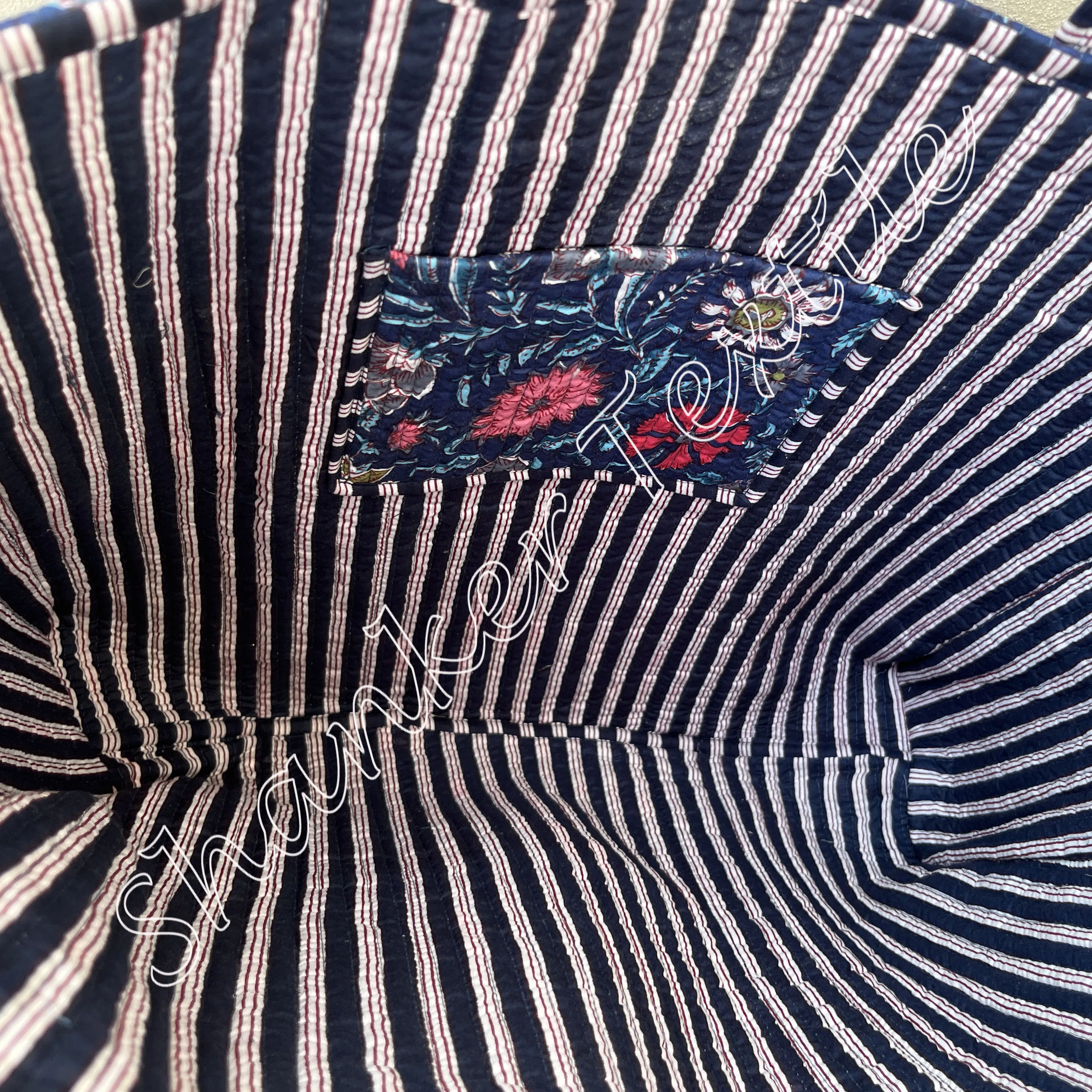 Blue - Handcrafted Quilted Sanganeri Block Printed Fabric Tote Bag by Chhoti Si Asha 150