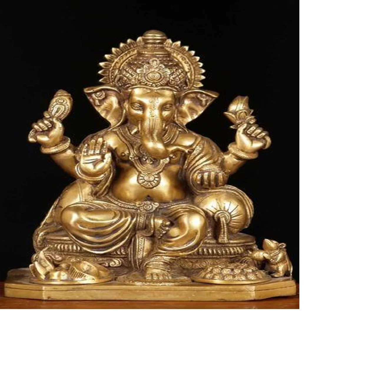 Custom Made Beautifully Finished Hand Carved Brass Statues With Ganesha