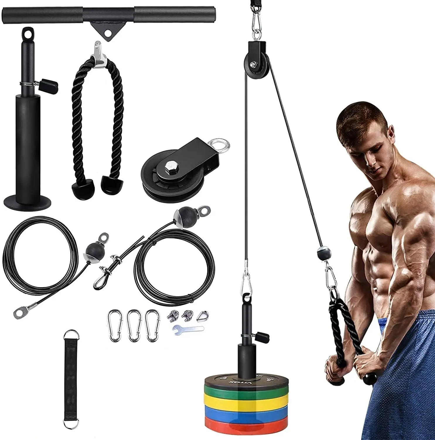 Cable Pulley System For Exercise,Upgraded Fitness Pulley Cable Machine