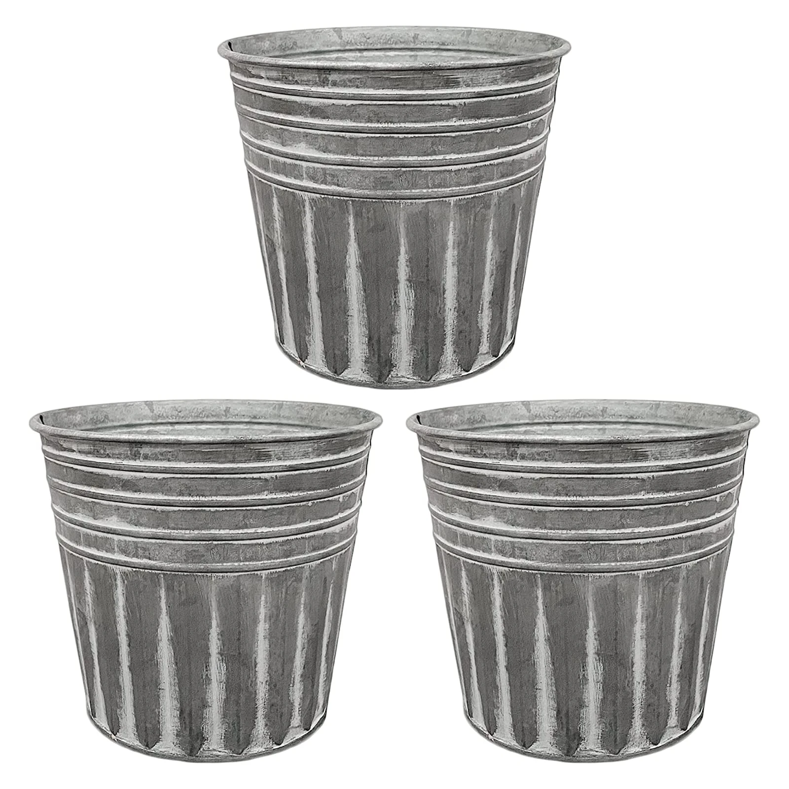 White Vintage Finished Galvanized Metal Planter Hot Selling Garden Pots