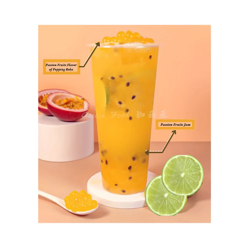 Top Selling Premium Grade Passion Fruits Flavor Popping Boba 3kg4 Tubsctn With Real Fruit 7189