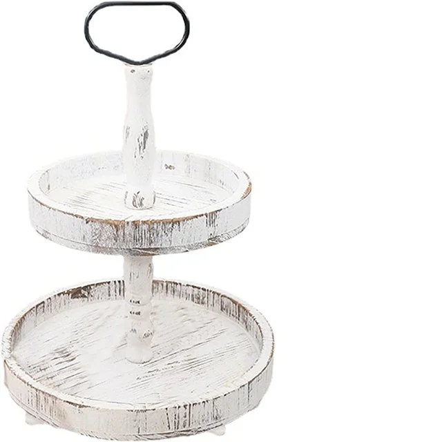 Customised Handamde 2 Tier Wooden Birthday Cake Stand With Handle Home
