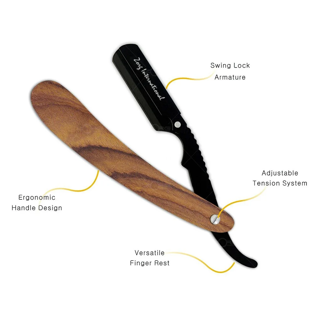 Wood Handle Straight Use Razor Blade Shaving Barber Razor For Salon