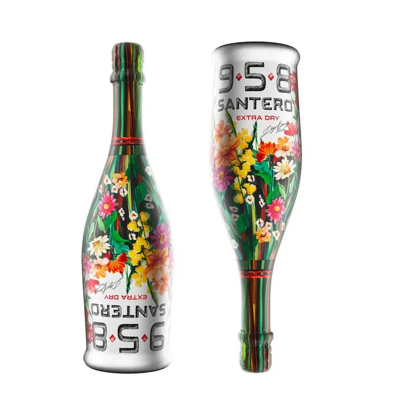 958 Santero Flowers,Extra Dry,Sparkling Wine,750 Ml,25.36oz,Alcohol Content 11,5,Handdesigned