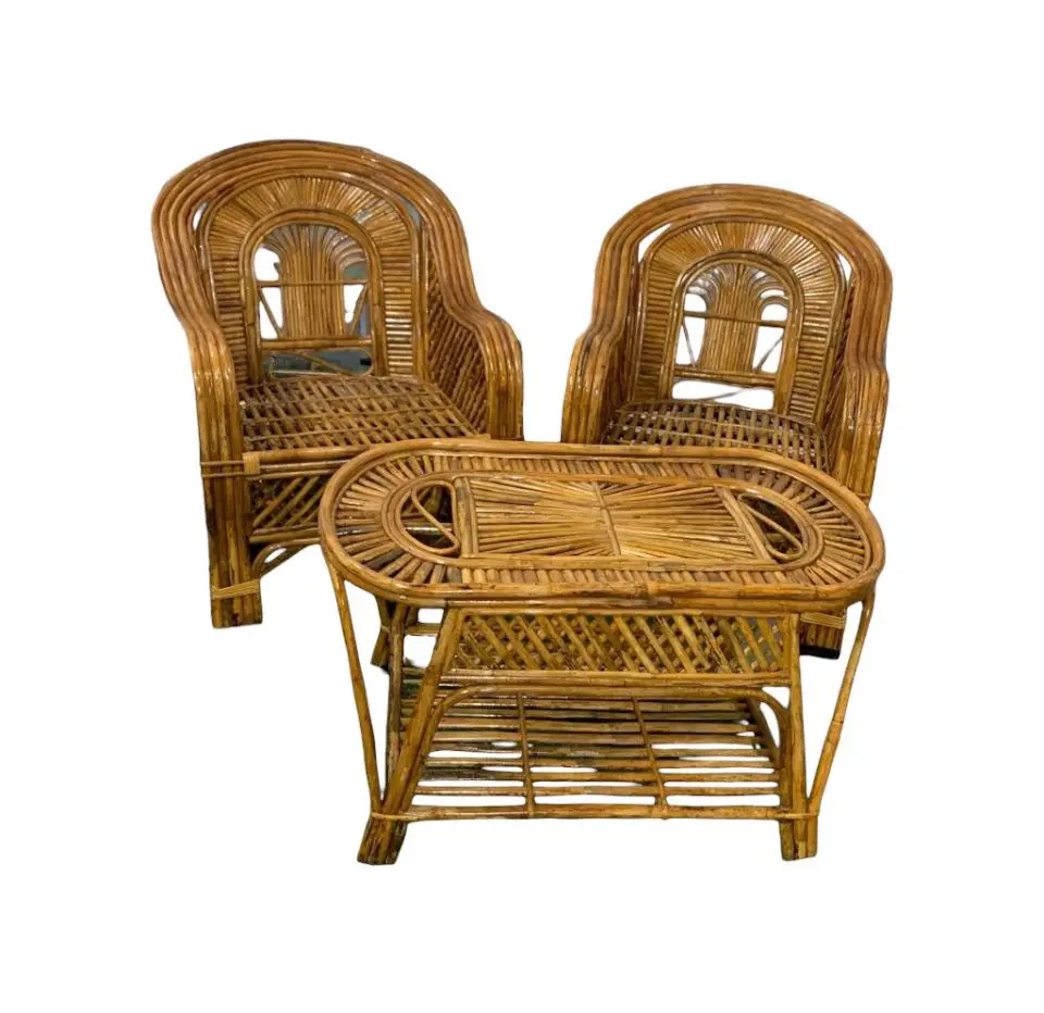 Top Modern Design Cane Rattan Chairs With Table Set Furniture For