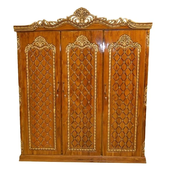 Elegant And Durable Handcrafted Natural Polish Teak Wood With Doors