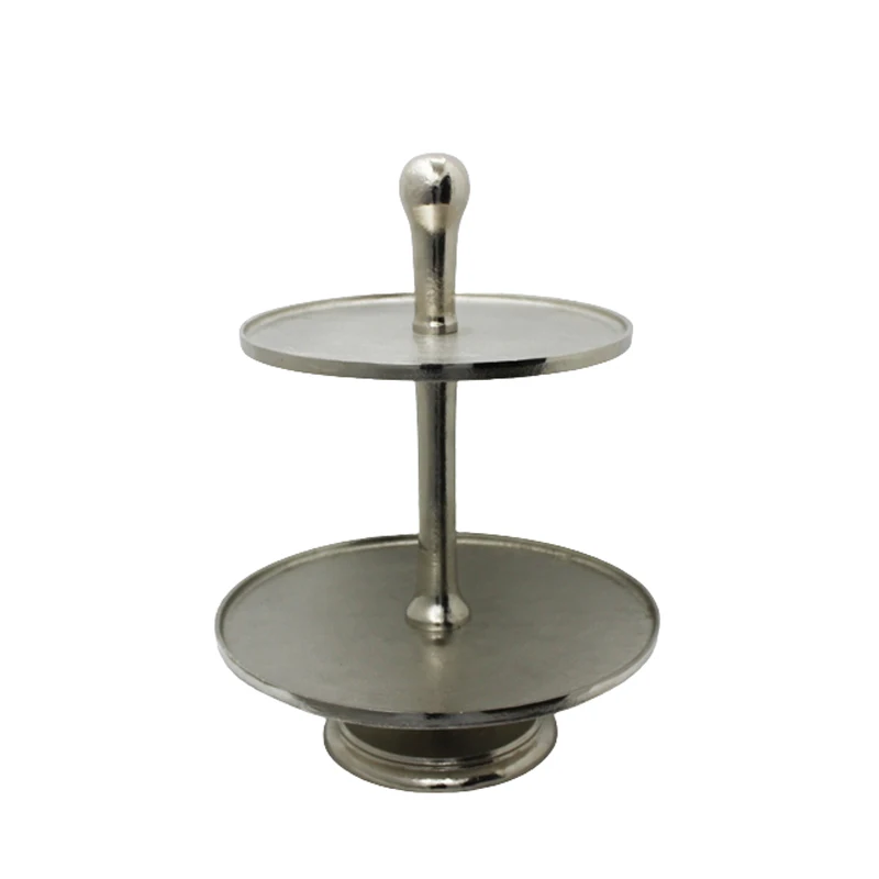 Aluminum 2 Tier Round Cake Stand With Base Rough Nickel Color Cake