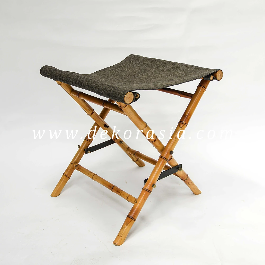 Bamboo Chair With Black Linen,High Quality Outdoor Folding Bamboo Chair