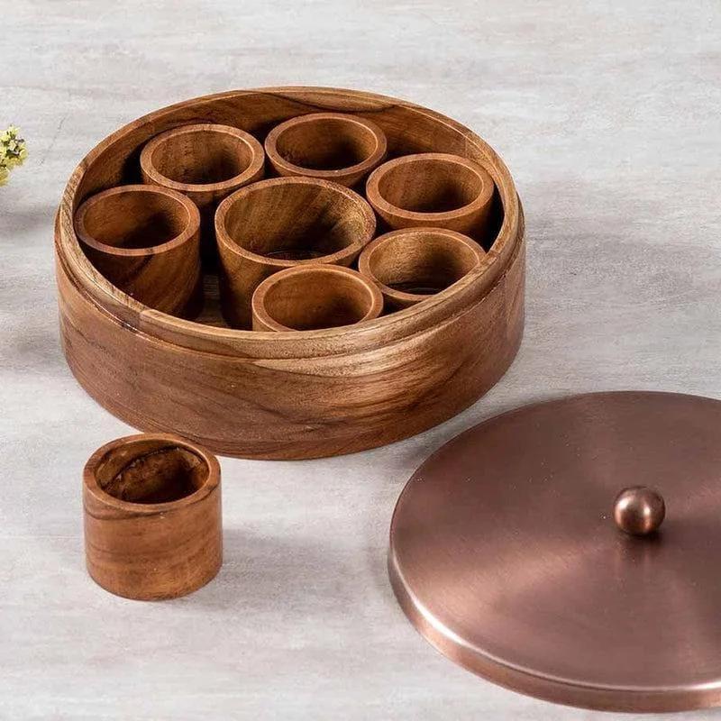 Wooden Spice Box Wooden Masala Spice Box Round Spice Box - Buy Spice ...