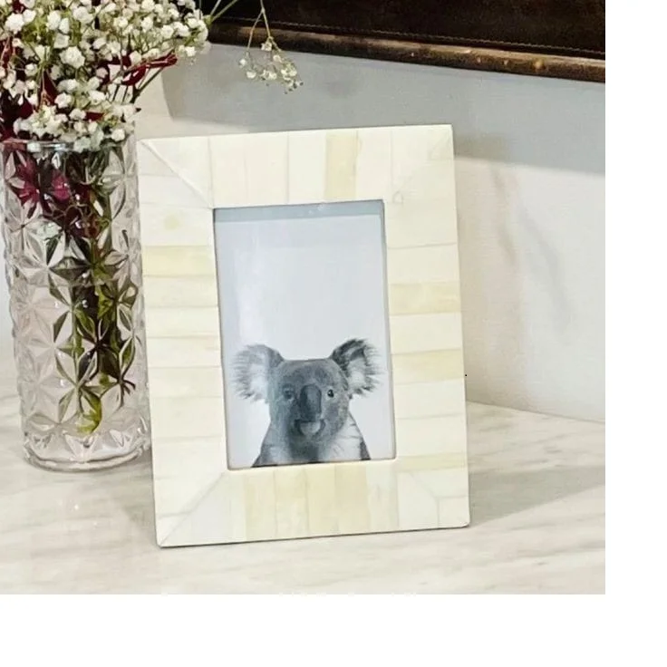 High Quality Bone Inlay Photo Frame White And Blue Bone Inlays Picture