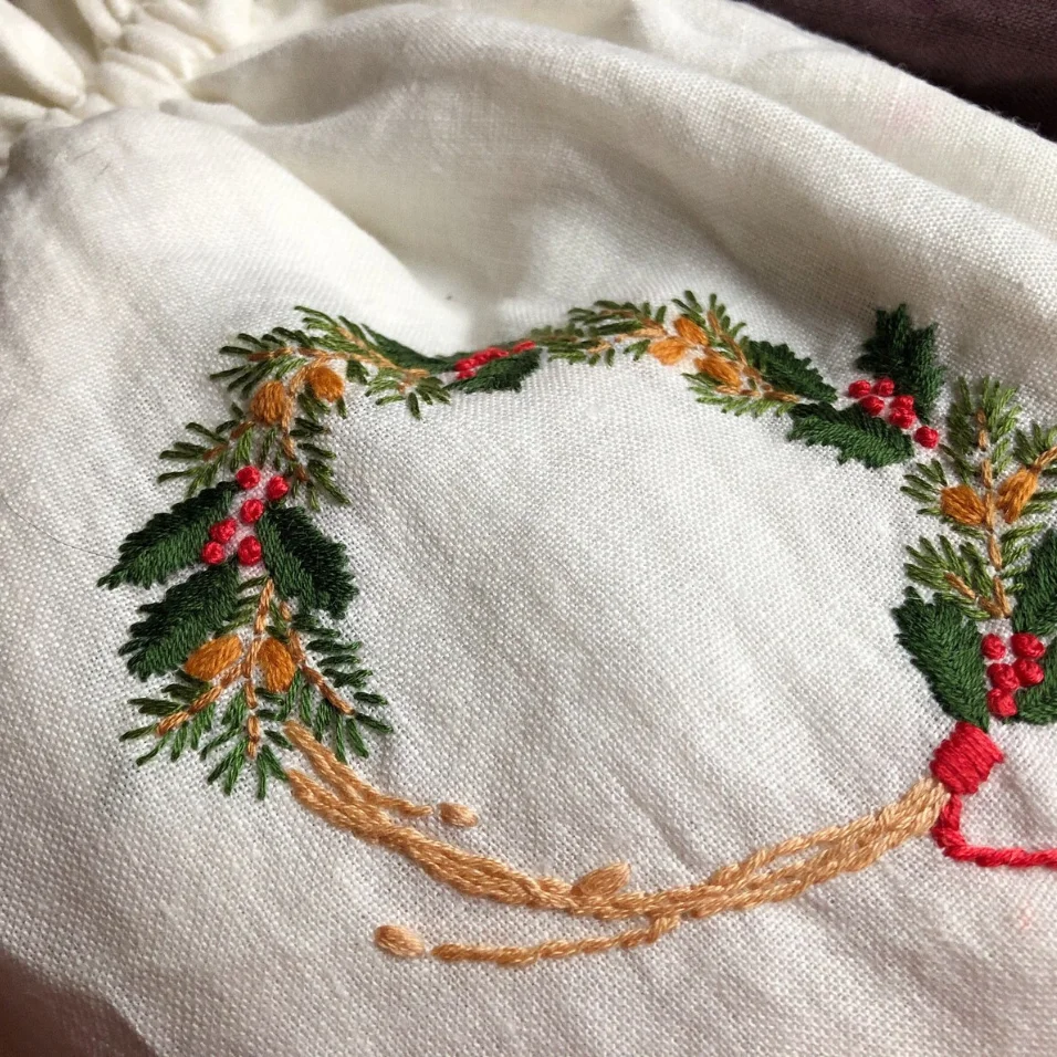 Hand Embroidered Linen Bag With Embroidery Different Colors Linen