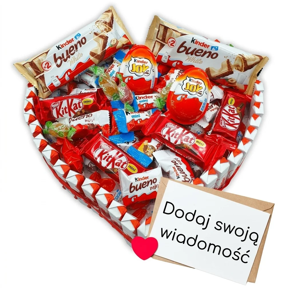 Tort w kształcie serca KitKat i Kinder Bueno