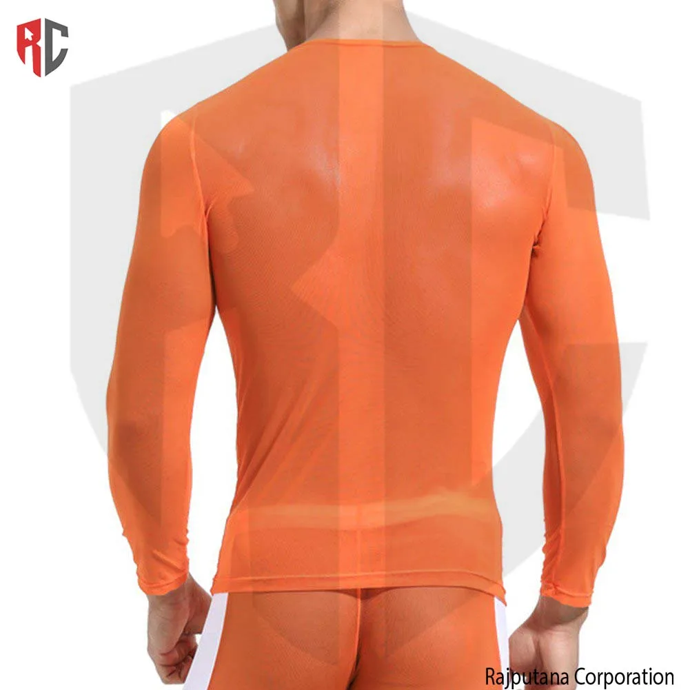 Transparent See Through Swimmer Sheer Mesh Custom Design O Neck Sheer