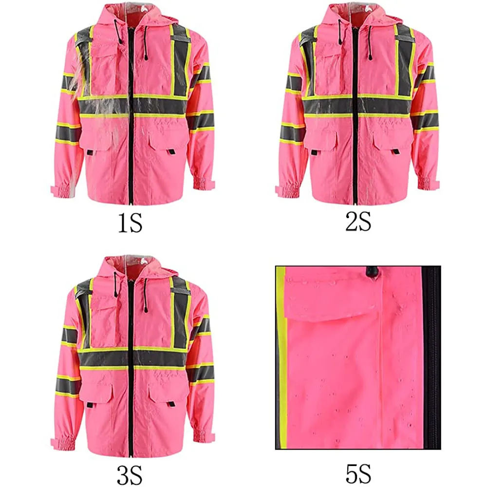 Unisex Hi Vis 5m Night Reflective Windbreaker Workwear Jacket With100