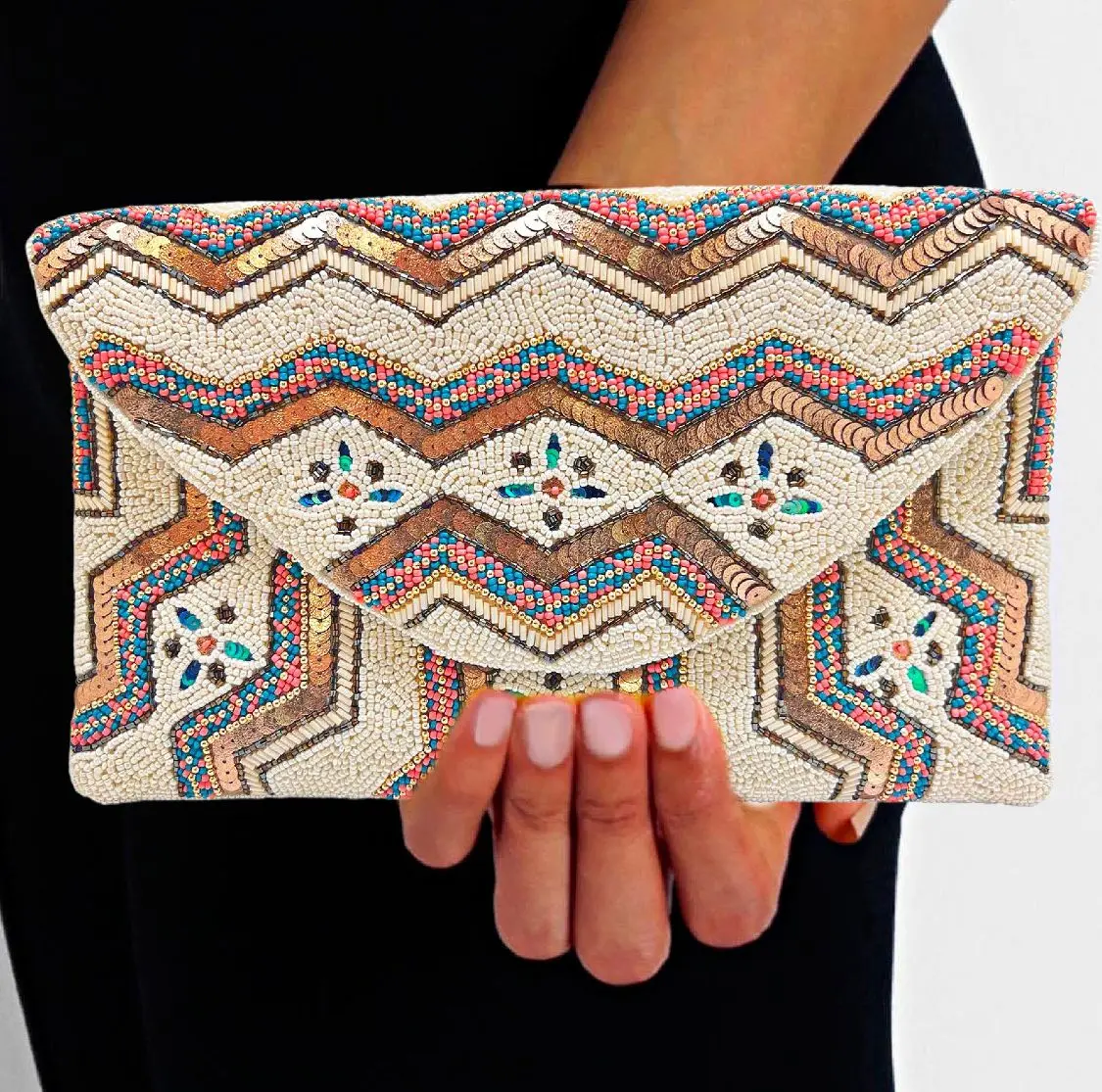 Boho Hand Beaded Party Clutch With Detachable Chain Buy Evening Bags